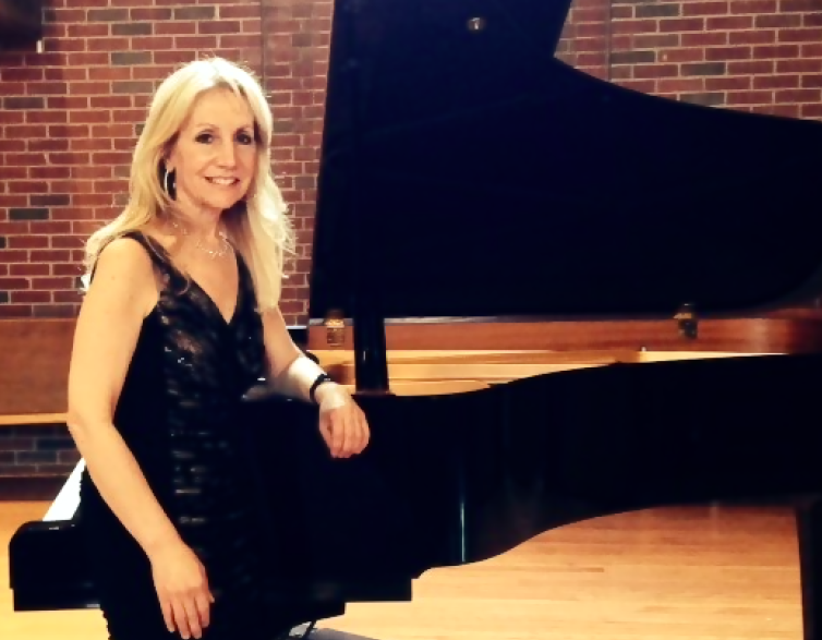 Composer, Carol Comune at Baby Grand Piano